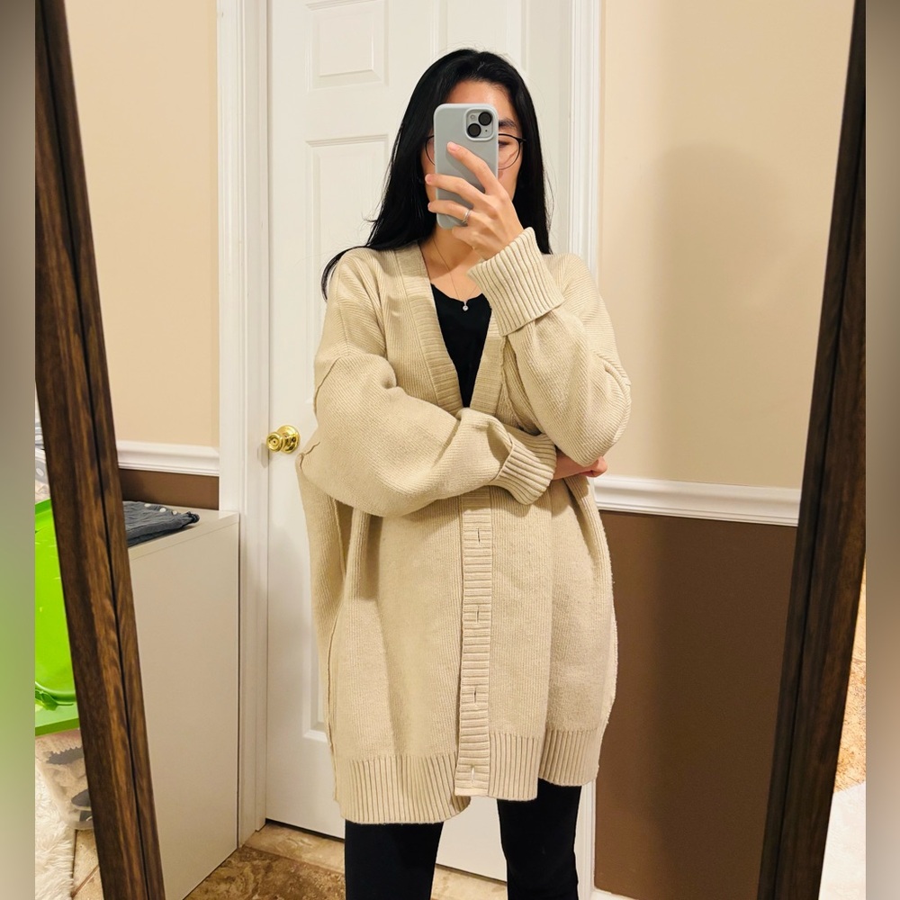 Free people oversized cream cardigan